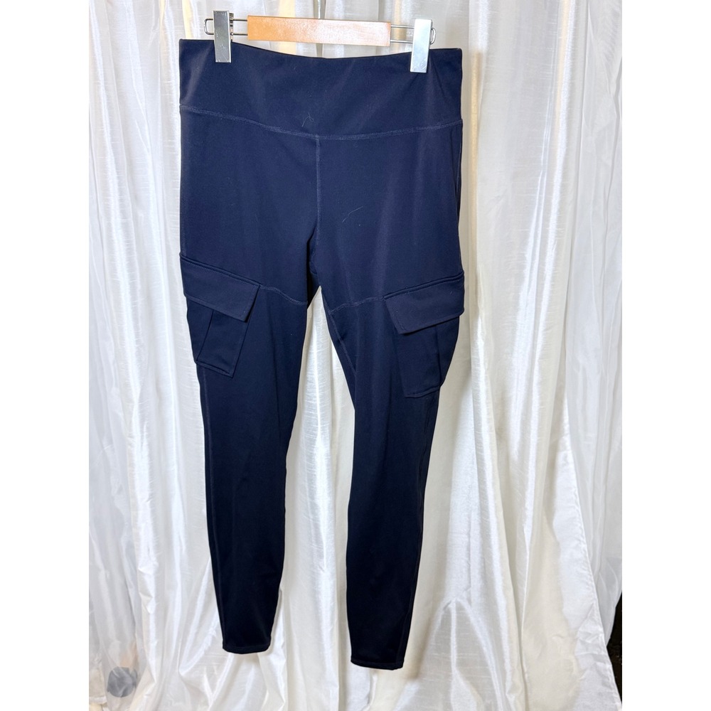 Halara Cargo Leggings Womens L Navy Blue Excellent Ruched Scrunch Butt Utility